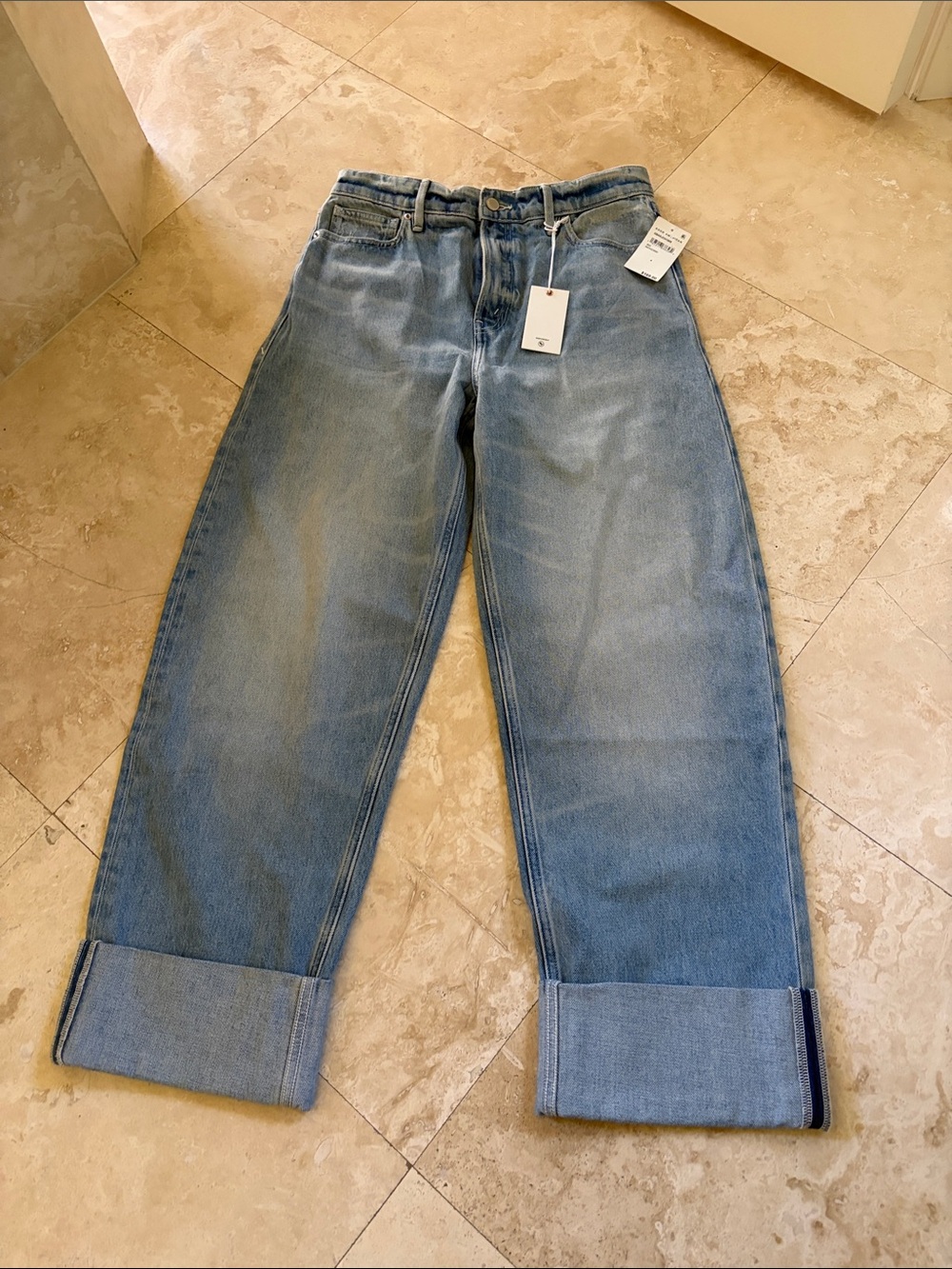 Good American Light Blue High-Rise barrel Jeans